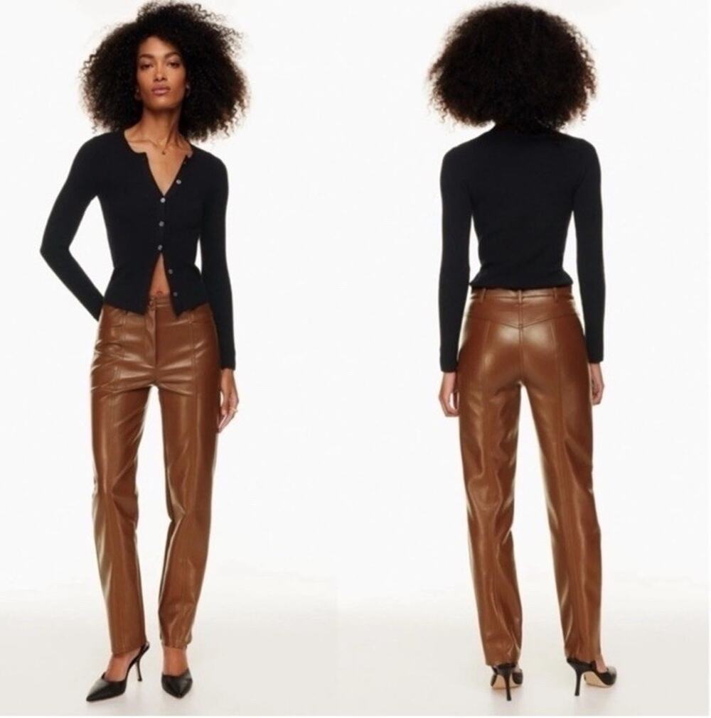 Wilfred Aritzia Rebel Vegan Leather Pants in Cognac Women’s Size 4 Faux Leather